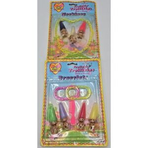 1991 Norfin DAM Troll‎ Doll Shoe Lace Huggers Necklace Set 2 Pack NOS RARE